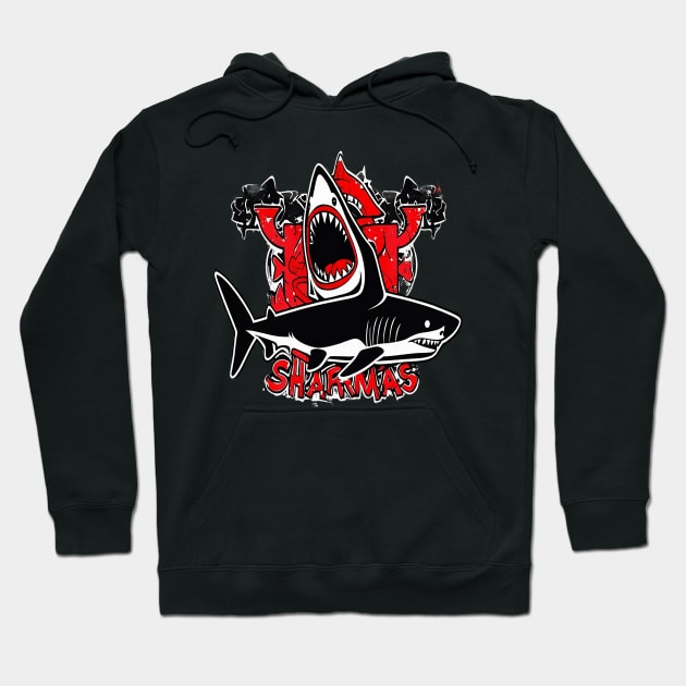 Merry Sharkmas, Santa Waving, Christmas, Santa Gift Hoodie by Customo